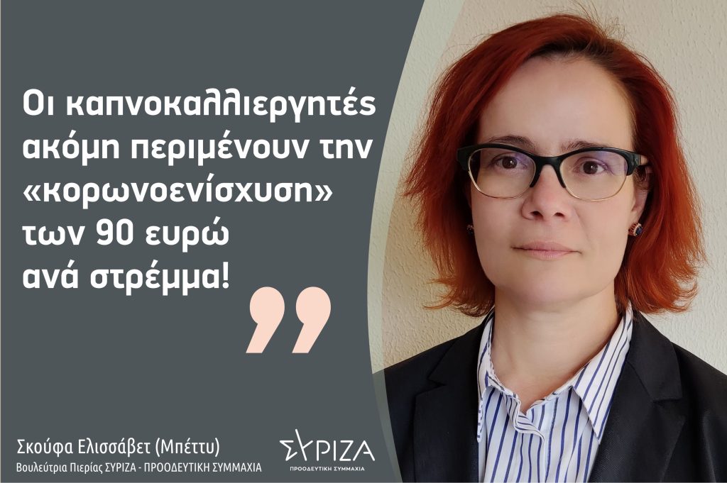 Σκούφα: «Οι καπνοκαλλιεργητές ακόμη περιμένουν την “κορωνοενίσχυση” των 90 ευρώ ανά στρέμμα»
