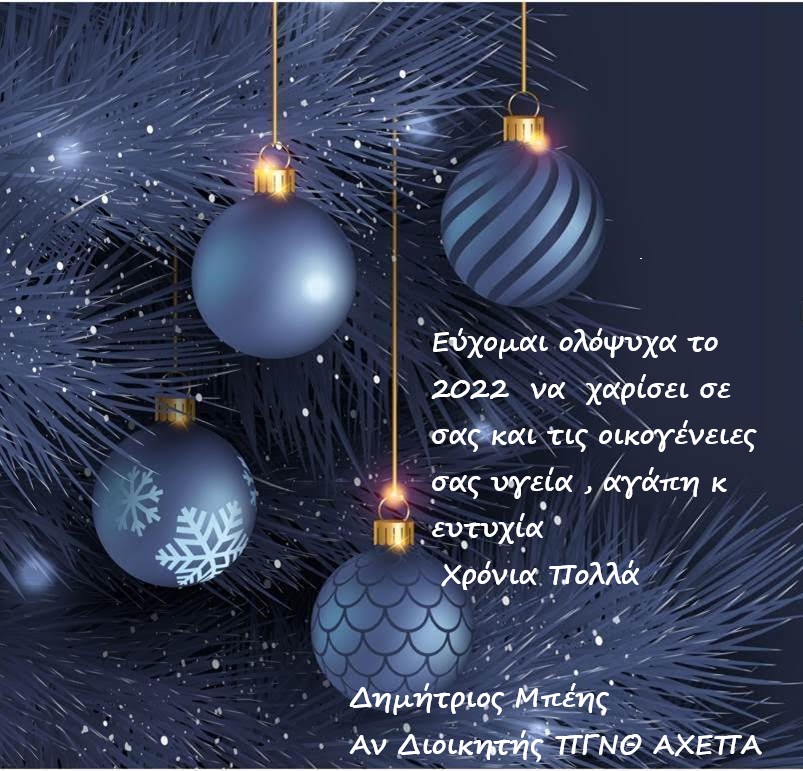 Ευχές για Καλή Χρονιά από τον Δημήτρη Μπέη - Αν Διοικητή ΑΧΕΠΑ
